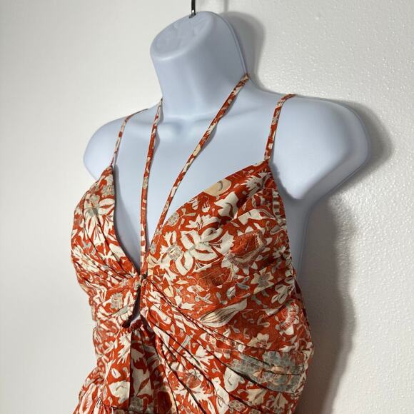 Ulla Johnson Blouse Essie Top Floral Crop Peplum Ruffle Orange Blossom 6 - Picture 7 of 10